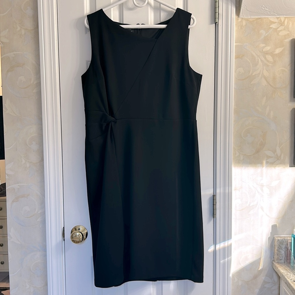 Talbots Basic Black Asymmetrical Neck Knit Dress … - image 1